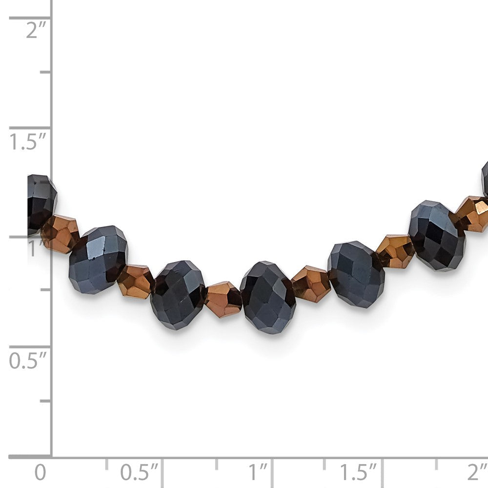 Mode 1928 Schmuck Schwarz-beschichtet Schwarz und Braun Facettiert Glas Perlen Verstellbar 16 Zoll Halskette mit 3 Verlängerung