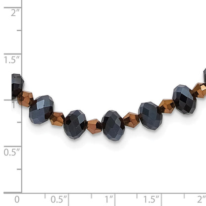 Mode 1928 Schmuck Schwarz-beschichtet Schwarz und Braun Facettiert Glas Perlen Verstellbar 16 Zoll Halskette mit 3 Verlängerung