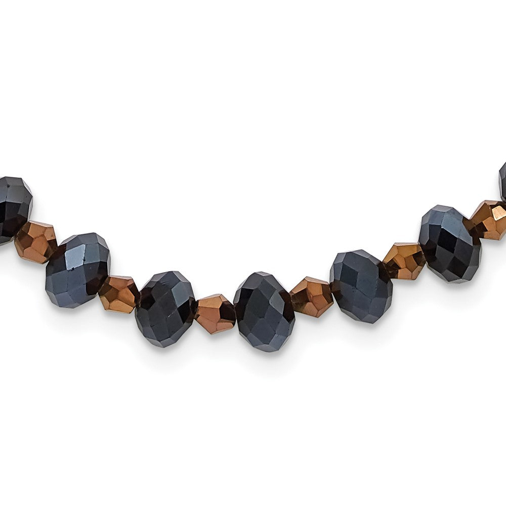 Mode 1928 Schmuck Schwarz-beschichtet Schwarz und Braun Facettiert Glas Perlen Verstellbar 16 Zoll Halskette mit 3 Verlängerung