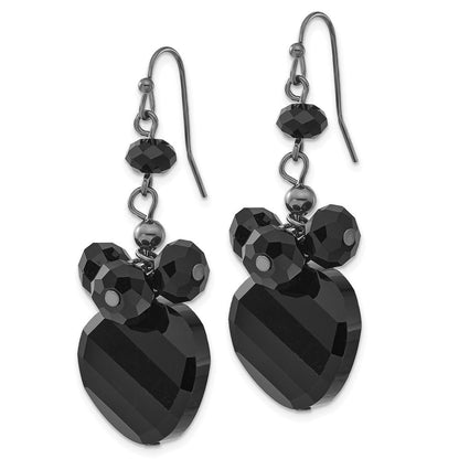 Mode 1928 Schmuck Schwarz-beschichtet Jet Schwarz Facettiert Glas Perle Cluster Ohrhänger