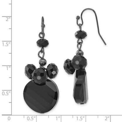 Mode 1928 Schmuck Schwarz-beschichtet Jet Schwarz Facettiert Glas Perle Cluster Ohrhänger