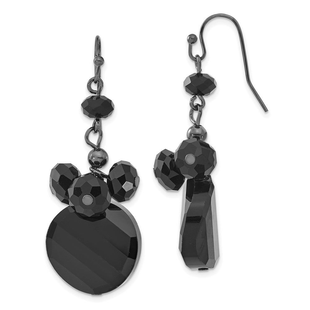 Mode 1928 Schmuck Schwarz-beschichtet Jet Schwarz Facettiert Glas Perle Cluster Ohrhänger
