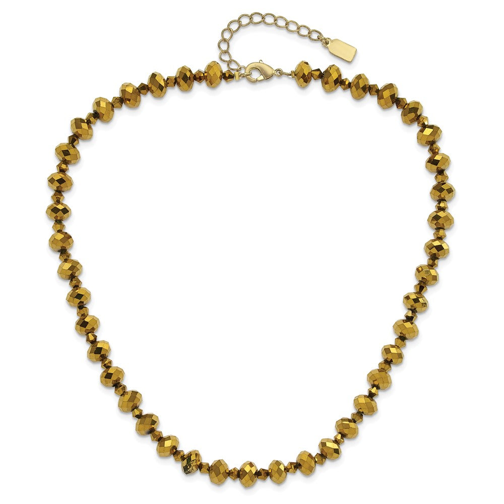 Mode 1928 Schmuck Messingfarben Licht Colorado Facettiert Glas Perlen Verstellbar 16 Zoll Halskette mit 2 Verlängerung