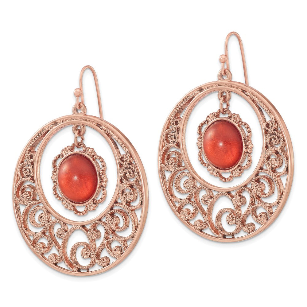 Mode 1928 Schmuck Copper-tone Filigran Kreis mit Sienna Kristall Ohrhänger