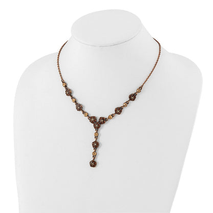 Mode 1928 Schmuck Copper-tone Licht Colorado und Braun Kristall Blumen Form 15 Zoll Y Halskette mit 3 Verlängerung