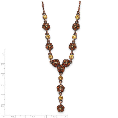 Mode 1928 Schmuck Copper-tone Licht Colorado und Braun Kristall Blumen Form 15 Zoll Y Halskette mit 3 Verlängerung