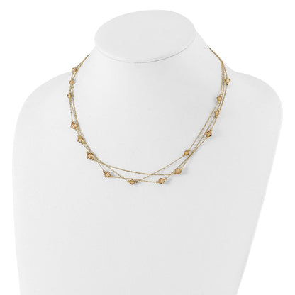Mode 1928 Schmuck Goldfarben Glieder Licht Colorado Facettiert Acrylic Perlen Drei Strang mit 3 Zoll Verlängerung Halskette