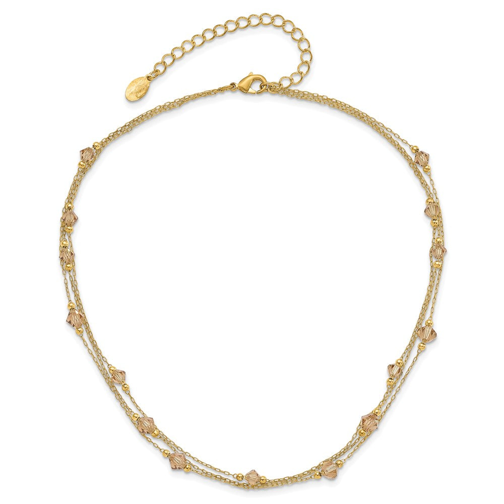 Mode 1928 Schmuck Goldfarben Glieder Licht Colorado Facettiert Acrylic Perlen Drei Strang mit 3 Zoll Verlängerung Halskette