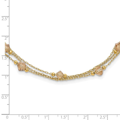 Mode 1928 Schmuck Goldfarben Glieder Licht Colorado Facettiert Acrylic Perlen Drei Strang mit 3 Zoll Verlängerung Halskette