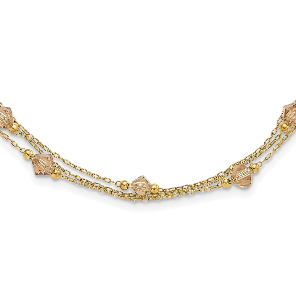 Mode 1928 Schmuck Goldfarben Glieder Licht Colorado Facettiert Acrylic Perlen Drei Strang mit 3 Zoll Verlängerung Halskette