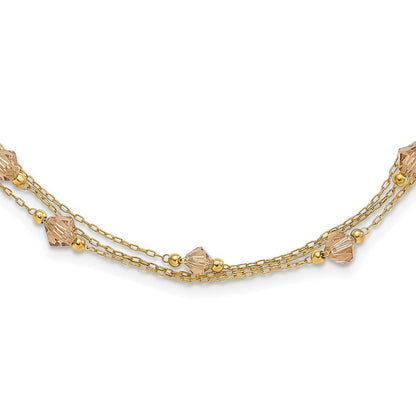 Mode 1928 Schmuck Goldfarben Glieder Licht Colorado Facettiert Acrylic Perlen Drei Strang mit 3 Zoll Verlängerung Halskette