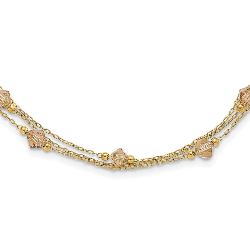 Mode 1928 Schmuck Goldfarben Glieder Licht Colorado Facettiert Acrylic Perlen Drei Strang mit 3 Zoll Verlängerung Halskette