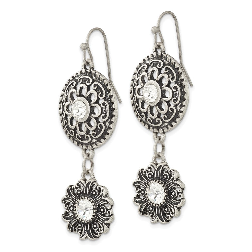 Mode 1928 Schmuck Silberfarben Sonnenstrahl mit Klar Glas Centers Blumen Ohrhänger