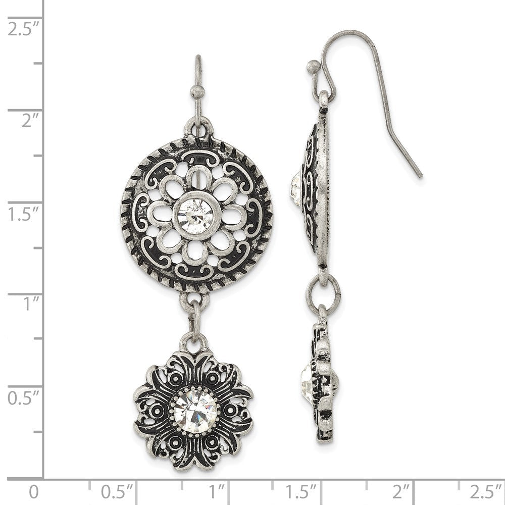 Mode 1928 Schmuck Silberfarben Sonnenstrahl mit Klar Glas Centers Blumen Ohrhänger