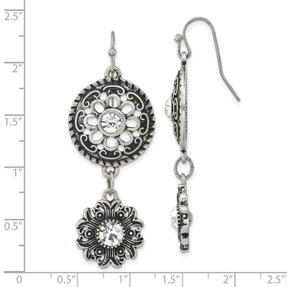Mode 1928 Schmuck Silberfarben Sonnenstrahl mit Klar Glas Centers Blumen Ohrhänger