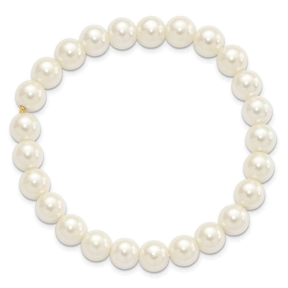 7 Zoll 1928 Schmuck 8mm Ivory Imitat Perle Dehnbar Armband