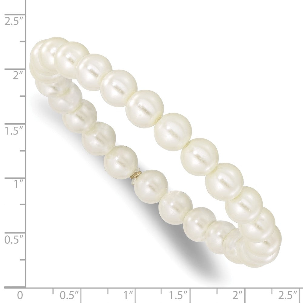 7 Zoll 1928 Schmuck 8mm Ivory Imitat Perle Dehnbar Armband