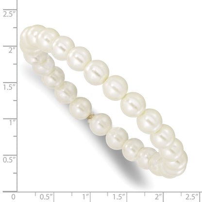 7 Zoll 1928 Schmuck 8mm Ivory Imitat Perle Dehnbar Armband