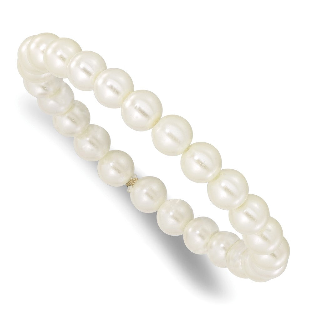 7 Zoll 1928 Schmuck 8mm Ivory Imitat Perle Dehnbar Armband