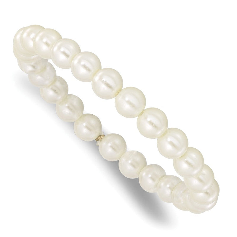 7 Zoll 1928 Schmuck 8mm Ivory Imitat Perle Dehnbar Armband