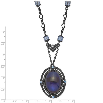 Mode 1928 Schmuck Schwarz-beschichtet Licht Blau und Dunkel Kristall 16 Zoll Halskette mit 3 Verlängerung