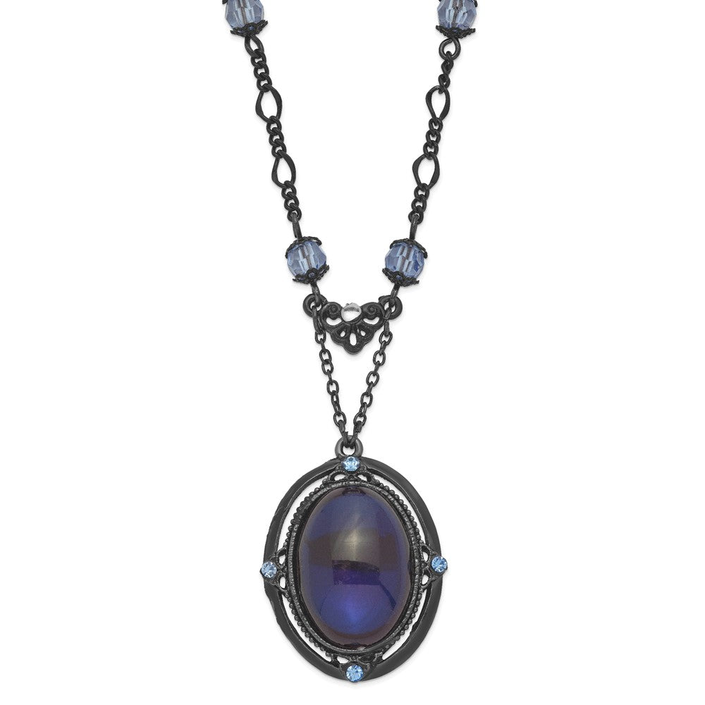 Mode 1928 Schmuck Schwarz-beschichtet Licht Blau und Dunkel Kristall 16 Zoll Halskette mit 3 Verlängerung