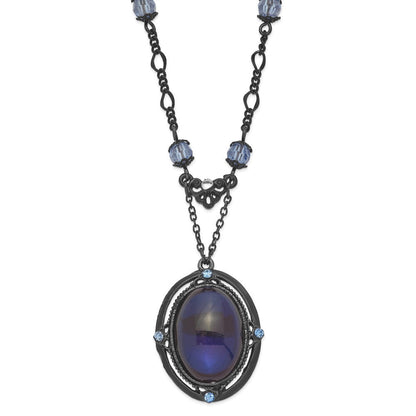 Mode 1928 Schmuck Schwarz-beschichtet Licht Blau und Dunkel Kristall 16 Zoll Halskette mit 3 Verlängerung