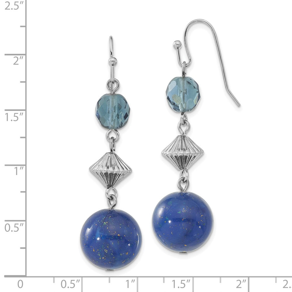 Mode 1928 Schmuck Silberfarben Blau Perle und Facettiert Kristall Ohrhänger