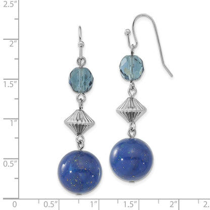 Mode 1928 Schmuck Silberfarben Blau Perle und Facettiert Kristall Ohrhänger
