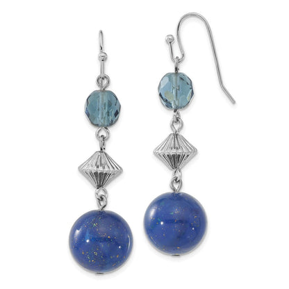 Mode 1928 Schmuck Silberfarben Blau Perle und Facettiert Kristall Ohrhänger