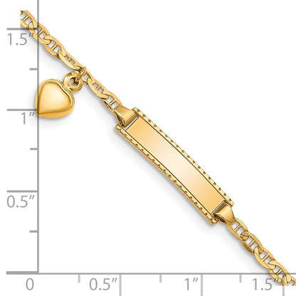 14K Kinder Herz Hängend Anker Glieder Id Armband