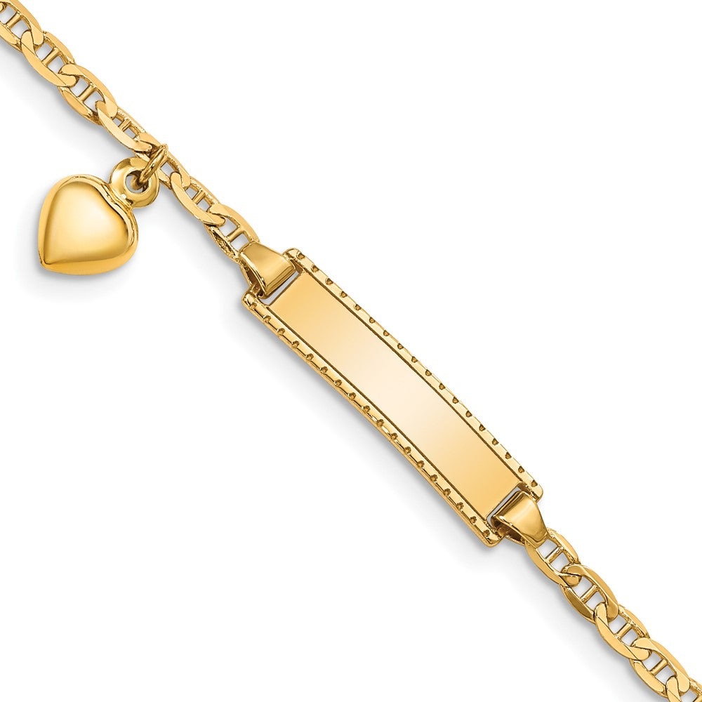 14K Kinder Herz Hängend Anker Glieder Id Armband