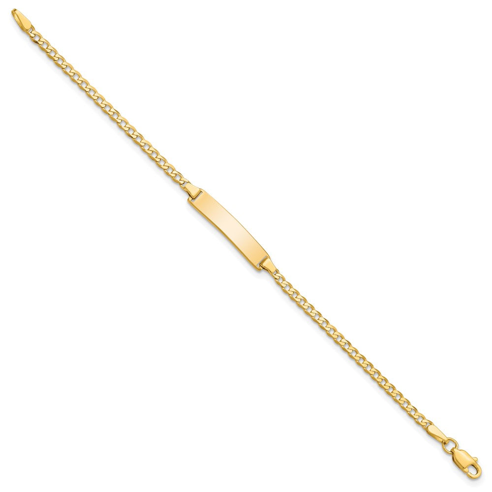 Massiv 14K Gelbgold Flach Panzer Glieder Id Armband