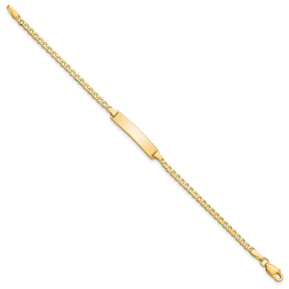 Massiv 14K Gelbgold Flach Panzer Glieder Id Armband