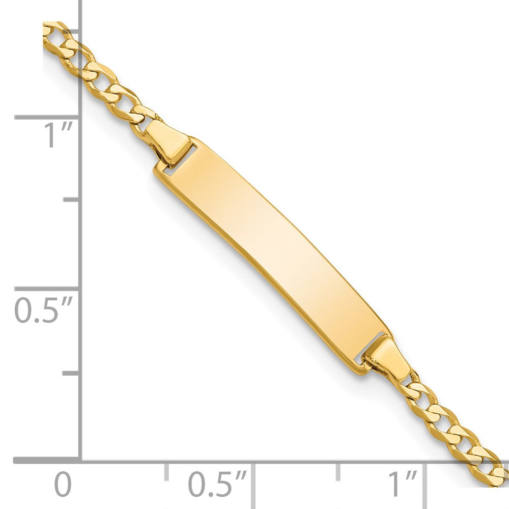 Massiv 14K Gelbgold Flach Panzer Glieder Id Armband