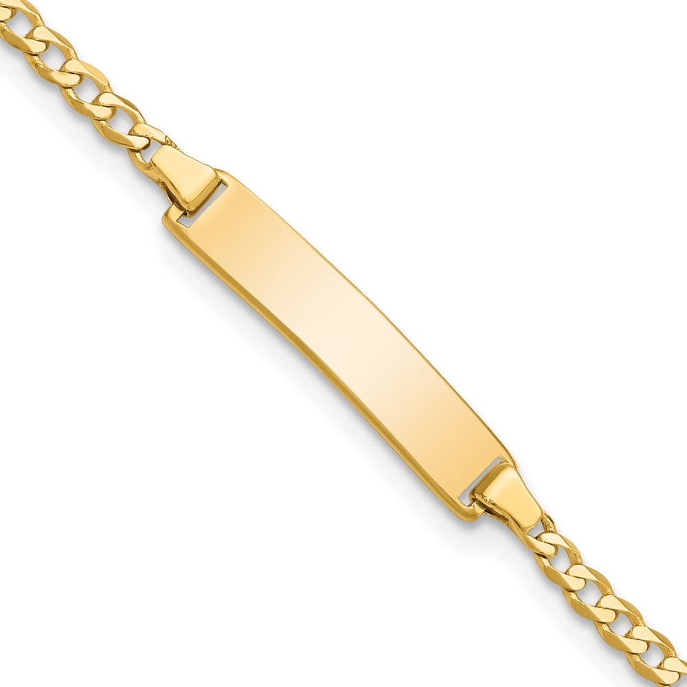 Massiv 14K Gelbgold Flach Panzer Glieder Id Armband