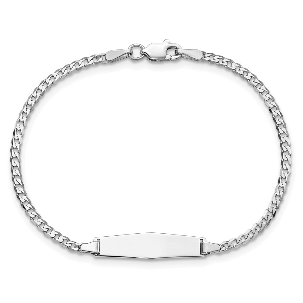 Massiv 14K Weißgold Weich Diamant Form Flach Panzer Glieder Id Armband