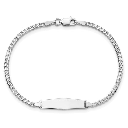 Massiv 14K Weißgold Weich Diamant Form Flach Panzer Glieder Id Armband