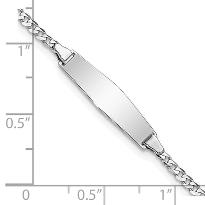 Massiv 14K Weißgold Weich Diamant Form Flach Panzer Glieder Id Armband
