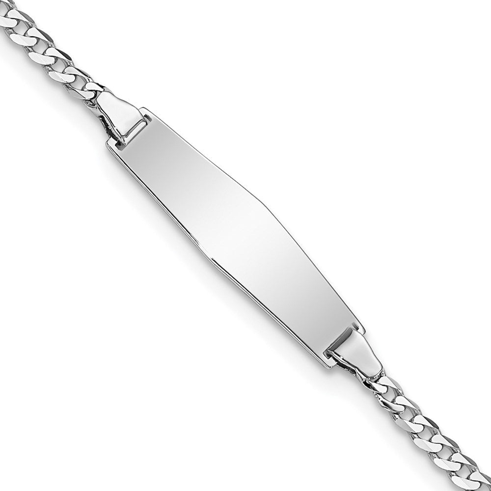 Massiv 14K Weißgold Weich Diamant Form Flach Panzer Glieder Id Armband