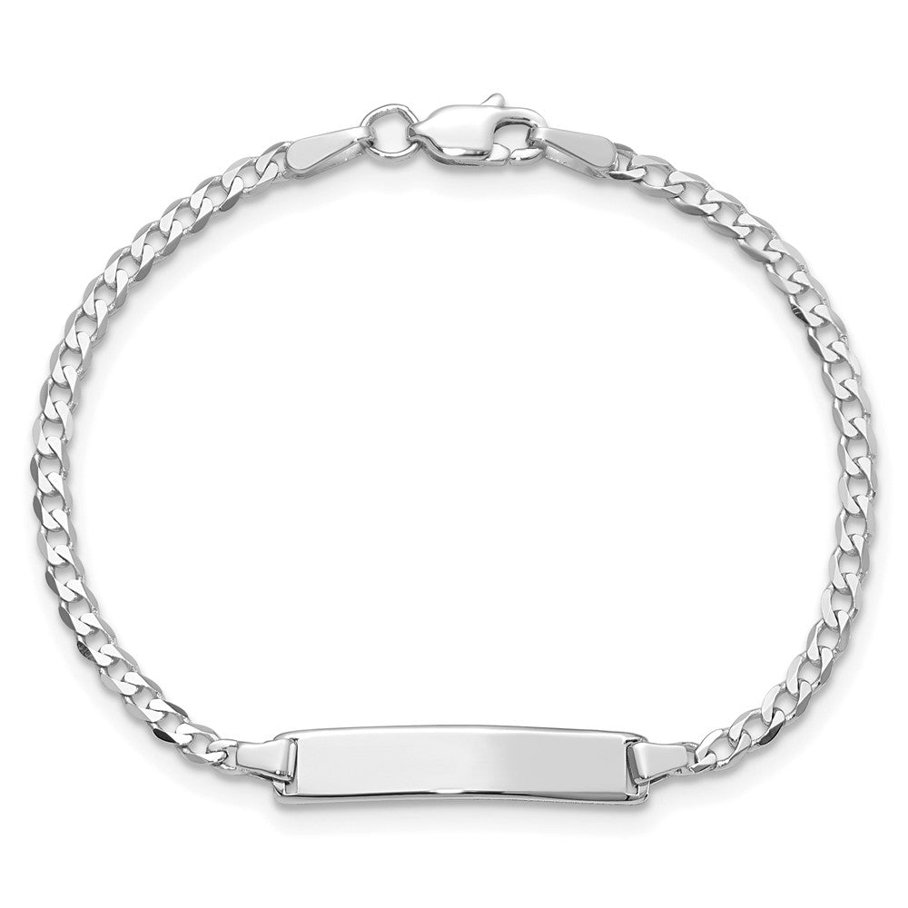 Massiv 14K Weißgold Flach Panzer Glieder Id Armband