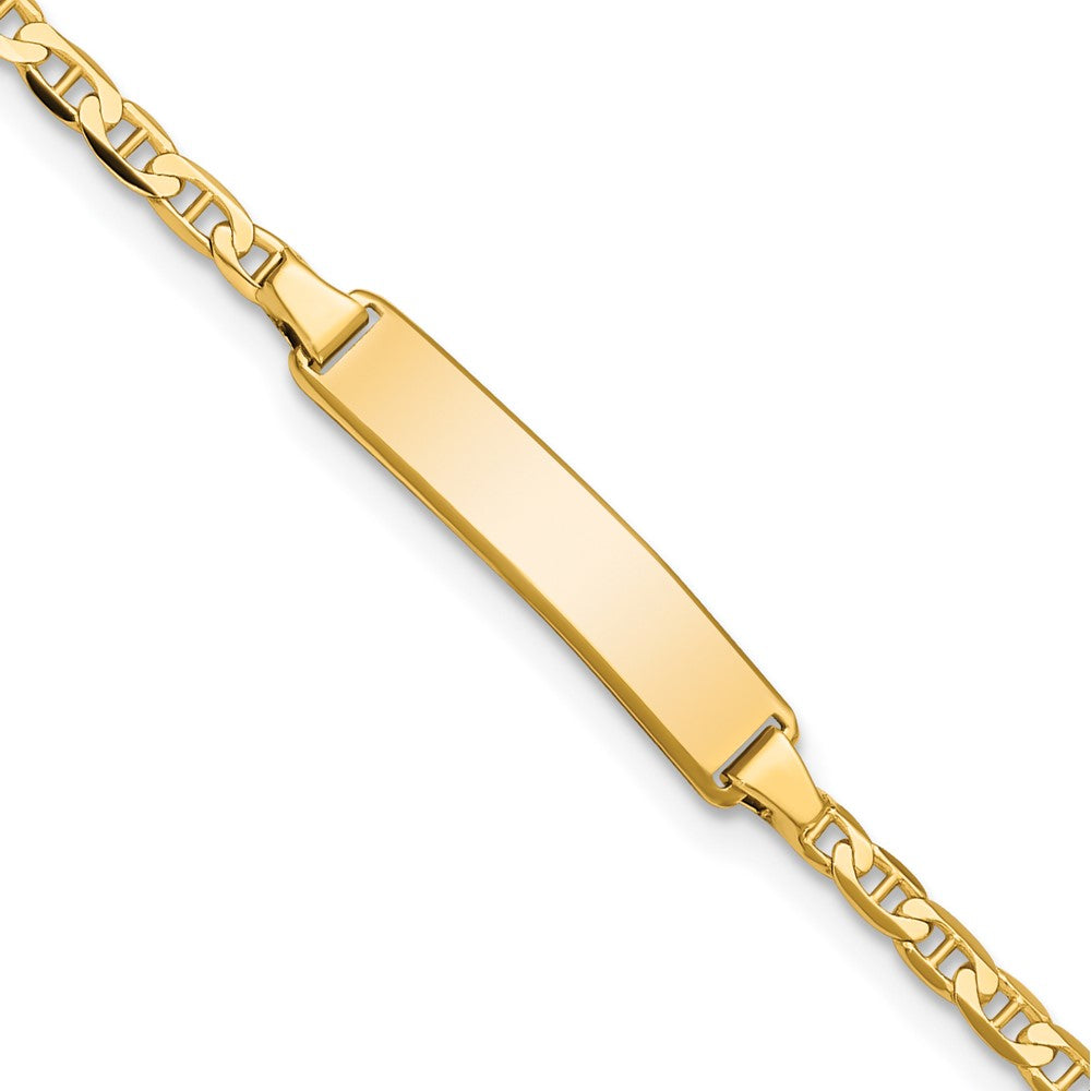 Massiv 14K Gelbgold Flach Anker Glieder Id Armband