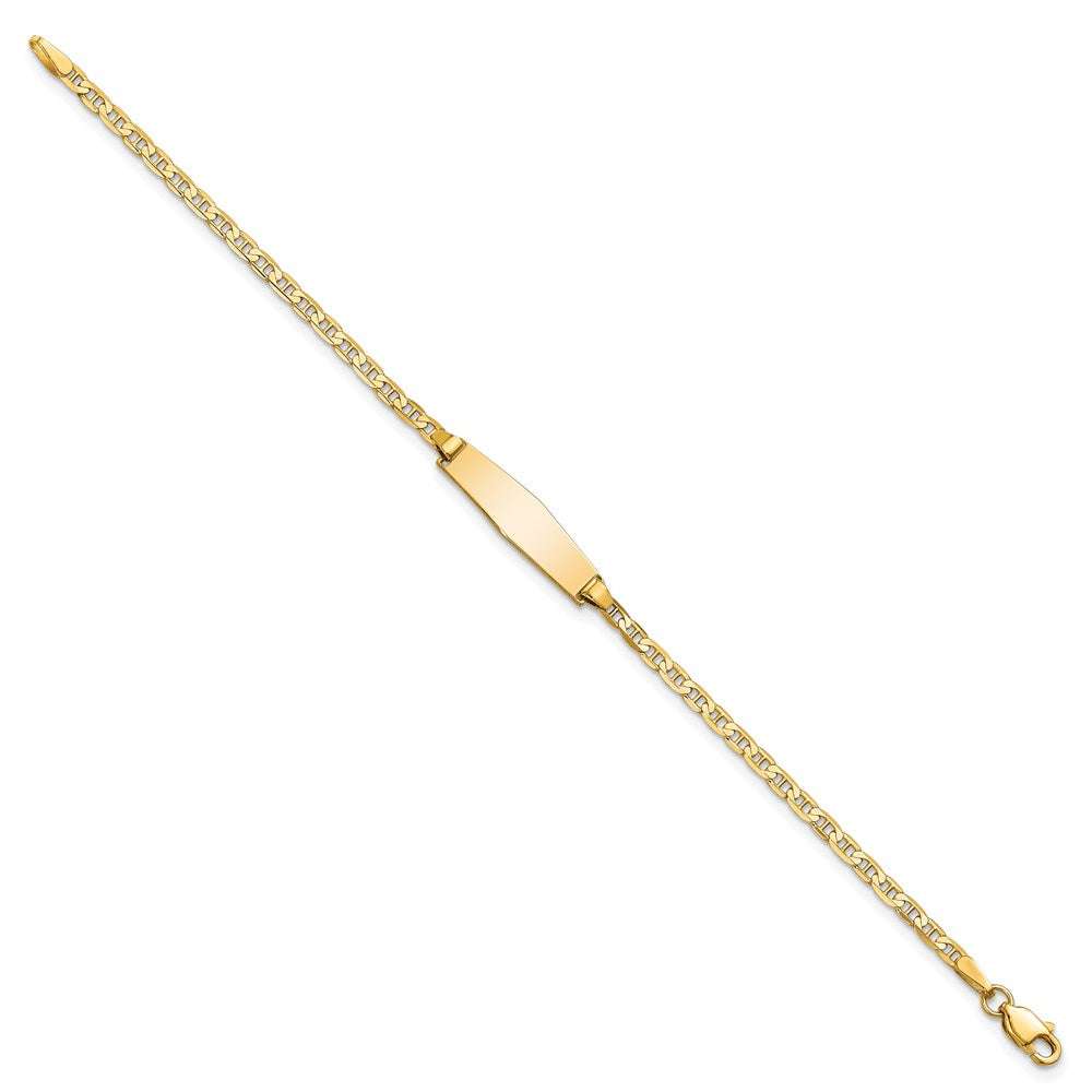 Massiv 14K Gelbgold Weich Diamant Form Flach Anker Glieder Id Armband