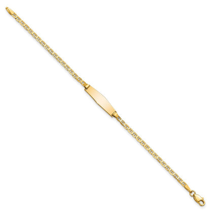 Massiv 14K Gelbgold Weich Diamant Form Flach Anker Glieder Id Armband