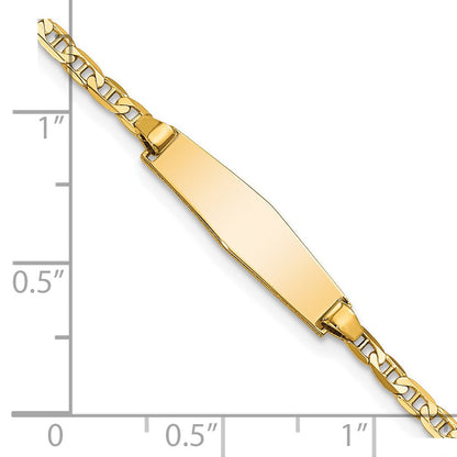 Massiv 14K Gelbgold Weich Diamant Form Flach Anker Glieder Id Armband