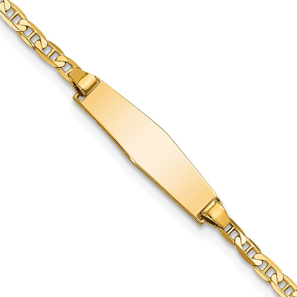 Massiv 14K Gelbgold Weich Diamant Form Flach Anker Glieder Id Armband