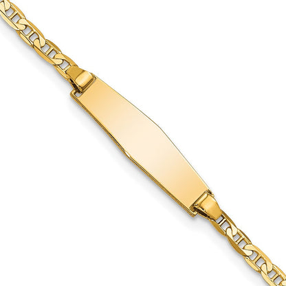 Massiv 14K Gelbgold Weich Diamant Form Flach Anker Glieder Id Armband