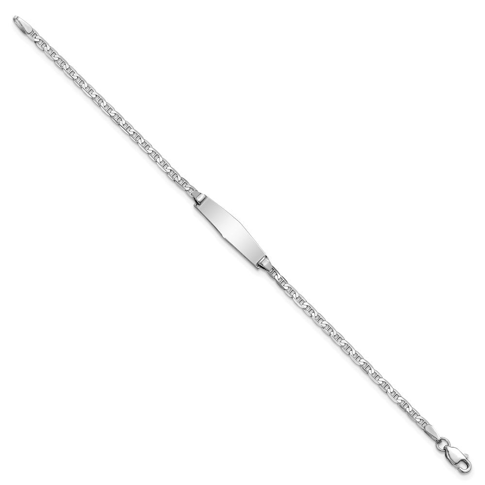 Massiv 14K Weißgold Weich Diamant Form Anker Glieder Id Armband