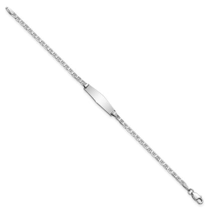 Massiv 14K Weißgold Weich Diamant Form Anker Glieder Id Armband