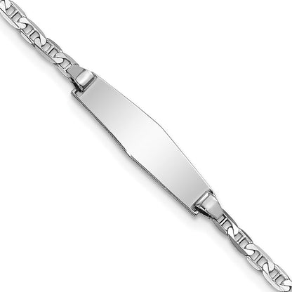 Massiv 14K Weißgold Weich Diamant Form Anker Glieder Id Armband